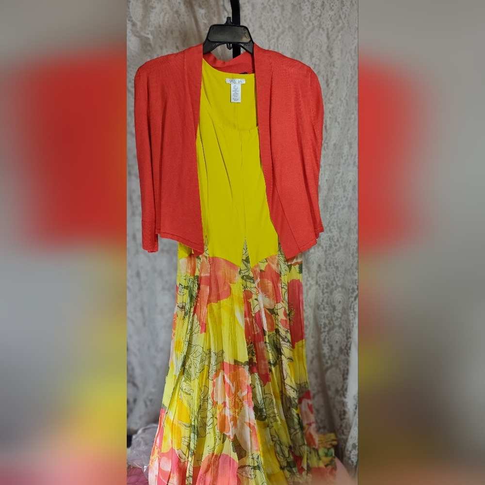 Vasna Vibrant Yellow Floral Maxi Dress NWOT